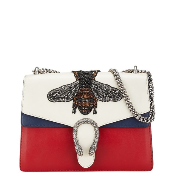 GUCCI Handbags - Gucci Dionysus Bee Rhinestone Chain Shoulder Bag Handbag 403348 Red White Nav...